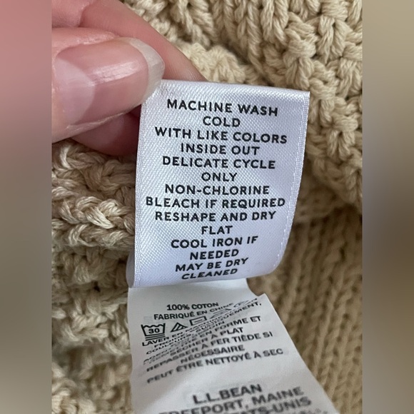 LL Bean Signature XL Cotton Fisherman Cable Knit Tunic Sweater Beige NWT - Picture 14 of 14